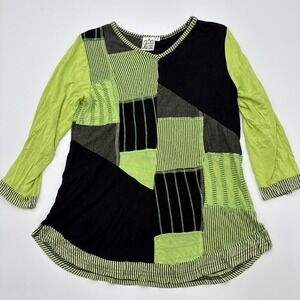 Parsley & Sage Womens Boho Patchwork Color block Large Green & Black Size Small